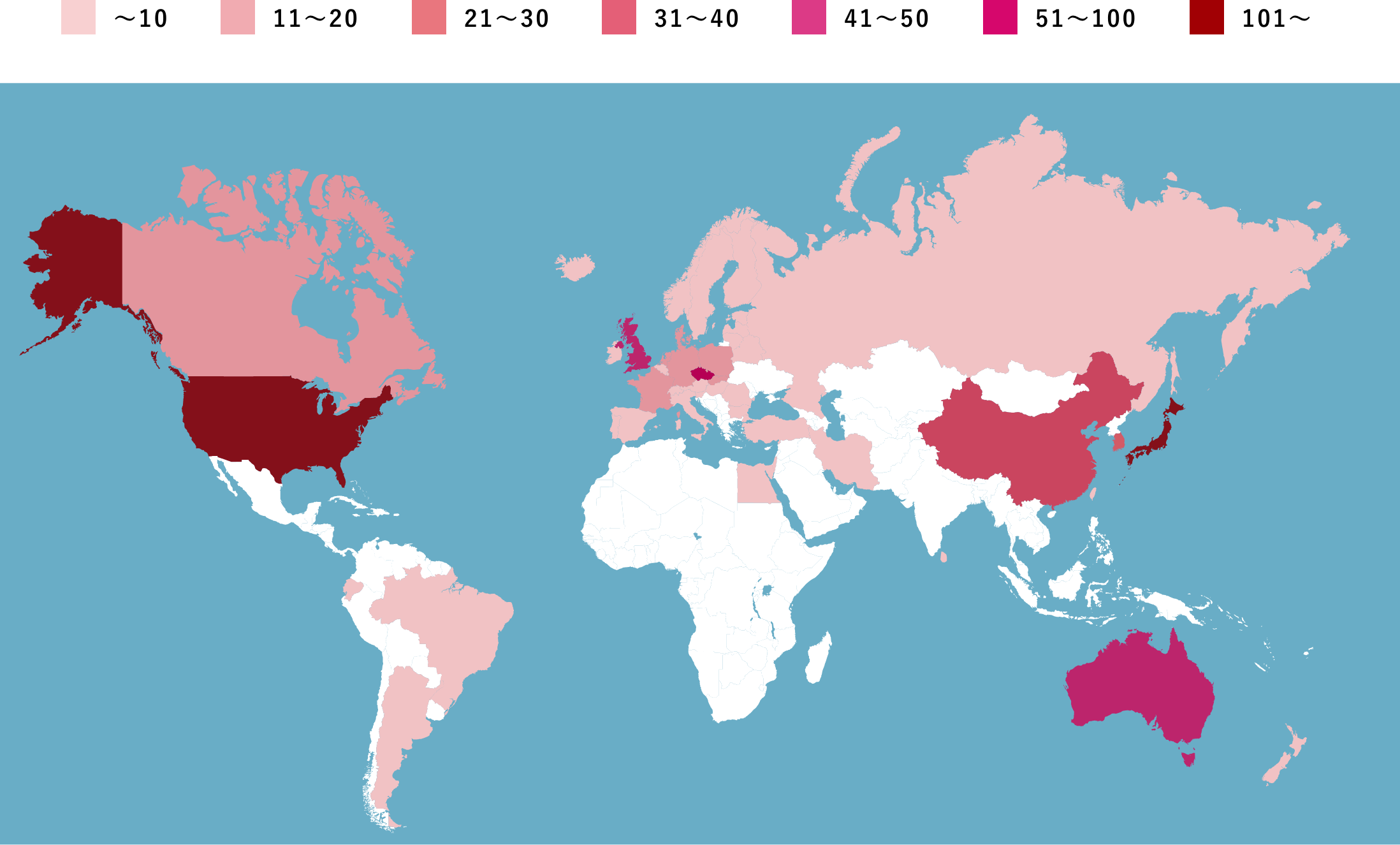 Number of Applicants by Country map