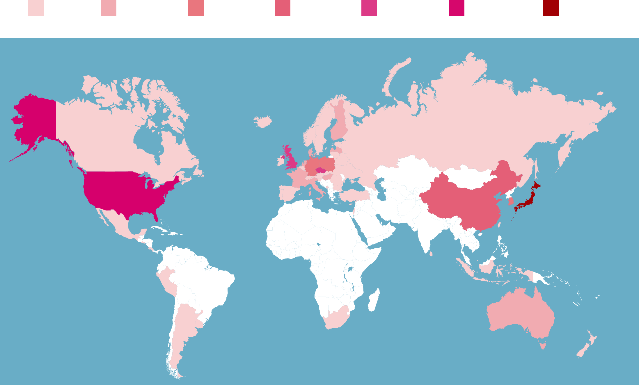Number of Applicants by Country map