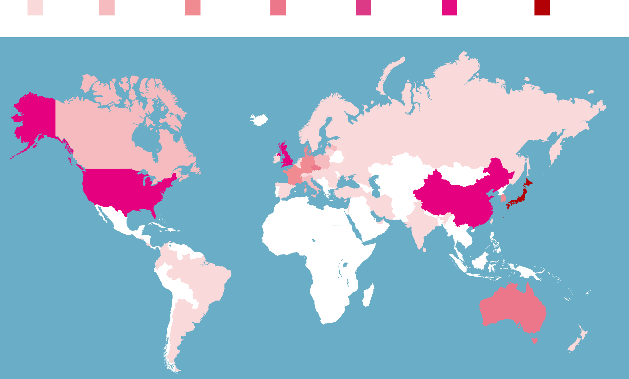 Number of Applicants by Country map